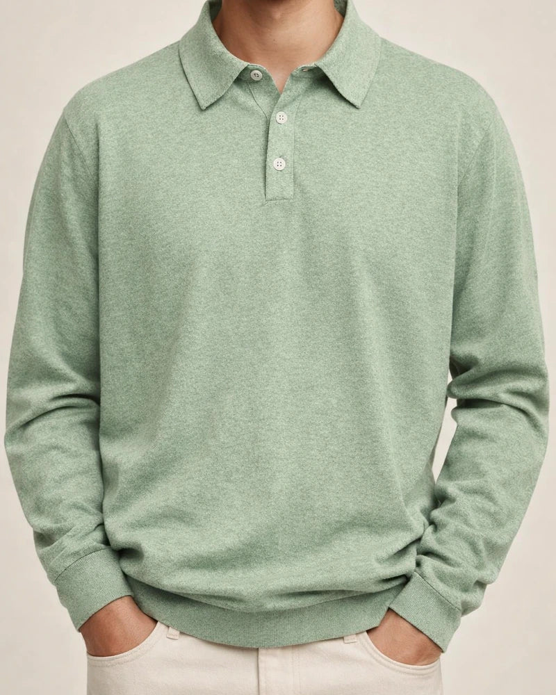 Autumn Long-sleeved V-neck Buttons Men's Casual Tops Polo Shirt | JRSEE:1e48532d-3111-4f05-9e7c-c0409a00a7a8