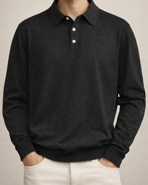 Autumn Long-sleeved V-neck Buttons Men's Casual Tops Polo Shirt | JRSEE:07631352-cb34-48de-bea0-056dc7babd71