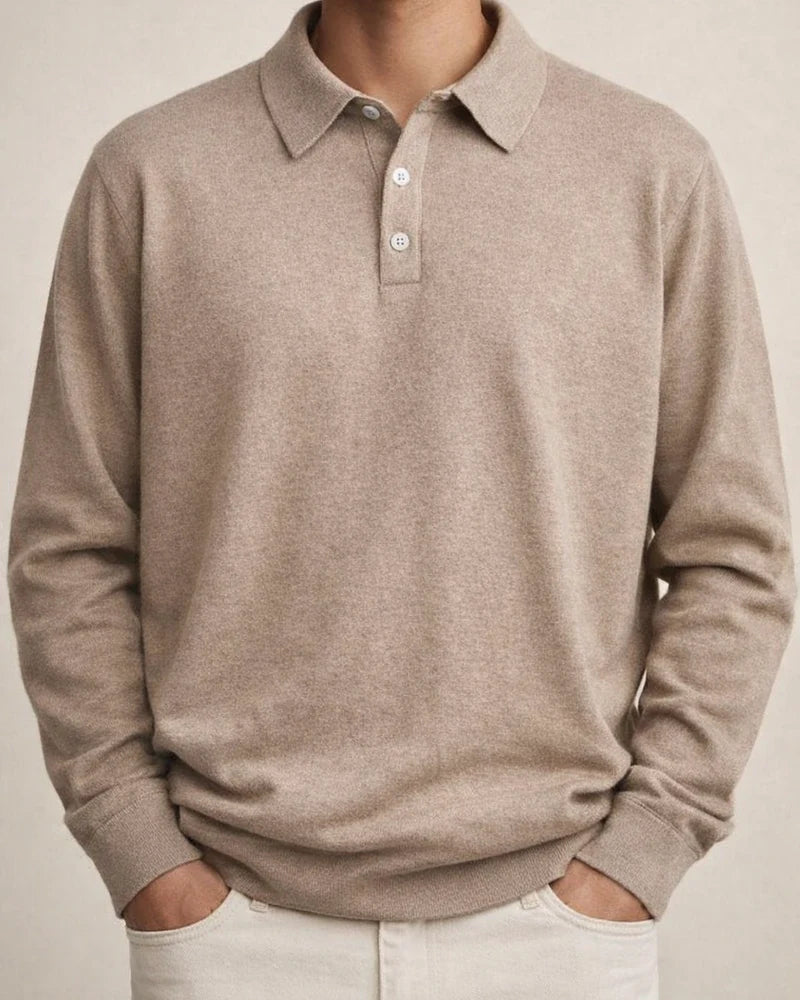 Autumn Long-sleeved V-neck Buttons Men's Casual Tops Polo Shirt | JRSEE:dc83bfeb-be93-4bf9-ad38-6ffeac8d3dd5
