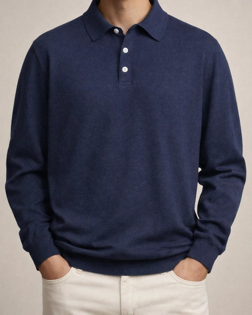 Autumn Long-sleeved V-neck Buttons Men's Casual Tops Polo Shirt | JRSEE:ba5b7525-9c28-43a5-bd3d-ff903241039a