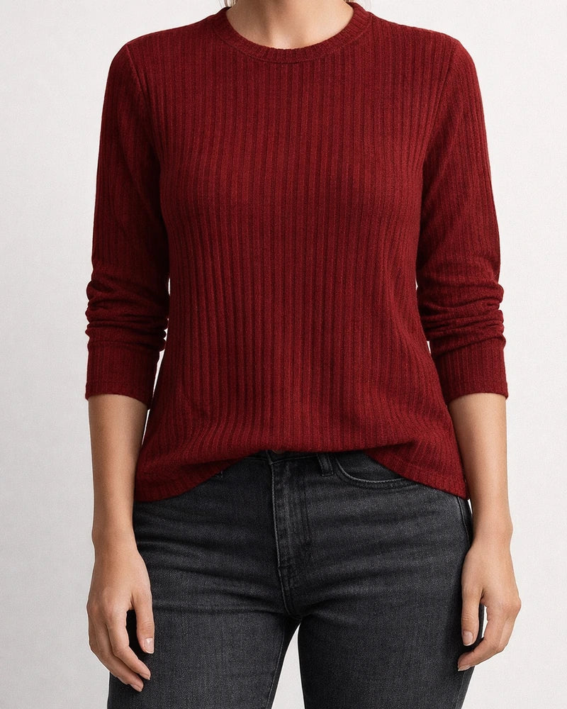 Autumn New Fresh Sweet Round Neck Women's Casual Solid Color Pullover Warm Long-sleeved Sweet Wind T-shirt | JRSEE:aea3a97d-2a39-4083-9016-60f53281f07c