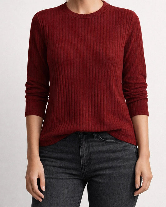 Autumn New Fresh Sweet Round Neck Women's Casual Solid Color Pullover Warm Long-sleeved Sweet Wind T-shirt | JRSEE:aea3a97d-2a39-4083-9016-60f53281f07c