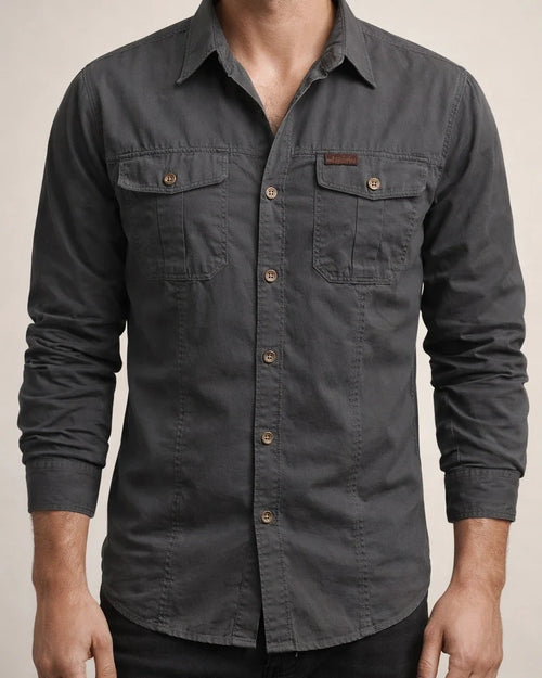 Autumn New Shirt Men's Lapel Long-sleeved Cotton Casual Solid Color Shirt in The Youth Workwear Slim Jacket | JRSEE:8ed938a4-09a2-4078-a83c-df3625599e8b