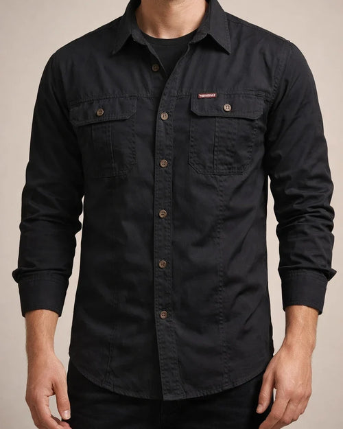 Autumn New Shirt Men's Lapel Long-sleeved Cotton Casual Solid Color Shirt in The Youth Workwear Slim Jacket | JRSEE:60e4a21c-1d85-4ec8-a348-6b4d2daa80e6