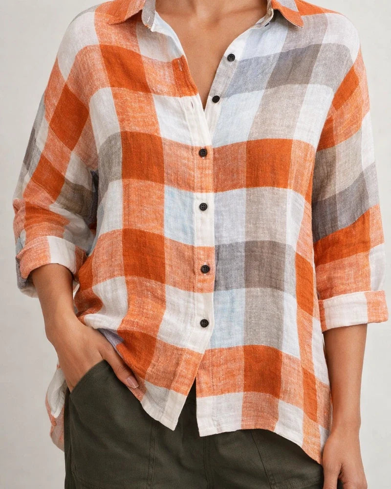 Autumn New Women's Casual Loose Plaid Printed Shirt Comfortable Commuter Style Big Size Tops Women | JRSEE:81d76bbd-aaf1-452a-bc7c-b60f601e39ea