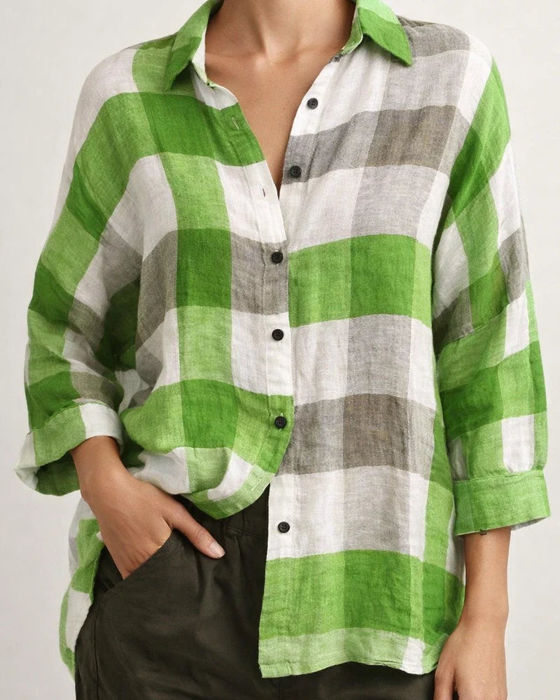 Autumn New Women's Casual Loose Plaid Printed Shirt Comfortable Commuter Style Big Size Tops Women | JRSEE:bca29563-838e-4051-8d68-aa1ac342c3cd