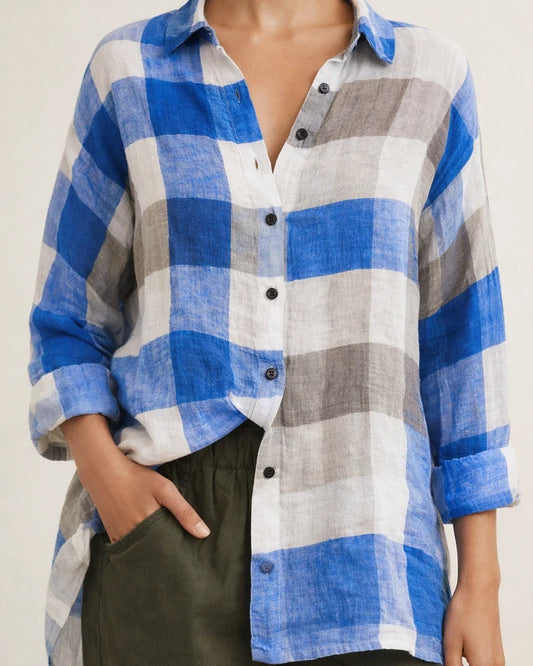 Autumn New Women's Casual Loose Plaid Printed Shirt Comfortable Commuter Style Big Size Tops Women | JRSEE:9e4a4ac4-ca60-45a6-80e1-329d554516e6