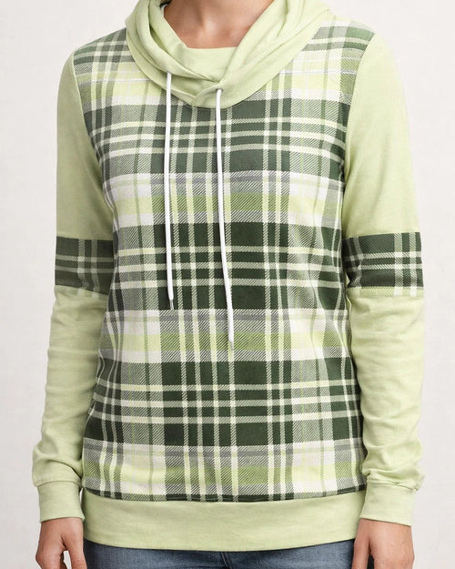 Autumn New Women's Plaid Printed Long-sleeved High Neck Loose Casual Temperament Commuter Tops | JRSEE:7568cafd-4af6-4ce1-abc3-aef2bed02fa7