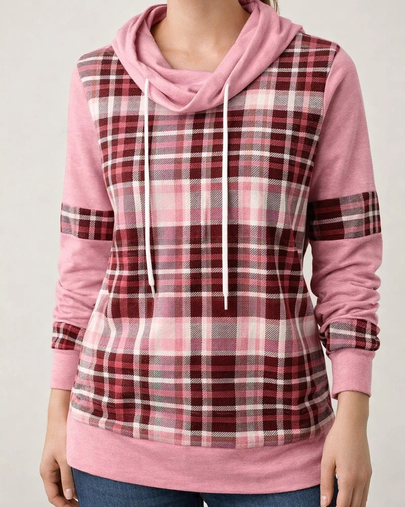Autumn New Women's Plaid Printed Long-sleeved High Neck Loose Casual Temperament Commuter Tops | JRSEE:0d4c3d4c-85b9-4fc4-b77c-709b89539b53