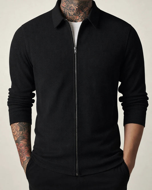 Autumn Solid Color Jacket Cardigan Men's New Zipper Jacket Casual Men's Long-sleeved Lapel Waffle Jacket | JRSEE:6938f086-3e16-4639-9e93-500c51dedf56
