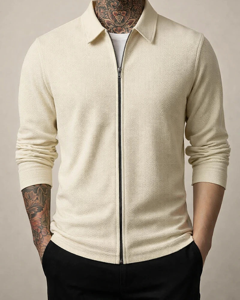 Autumn Solid Color Jacket Cardigan Men's New Zipper Jacket Casual Men's Long-sleeved Lapel Waffle Jacket | JRSEE:36100c71-becd-4a14-b5c4-3904bc06373e