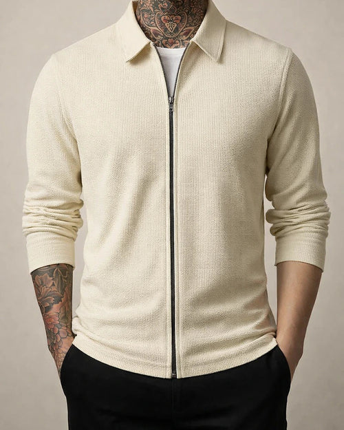 Autumn Solid Color Jacket Cardigan Men's New Zipper Jacket Casual Men's Long-sleeved Lapel Waffle Jacket | JRSEE:36100c71-becd-4a14-b5c4-3904bc06373e