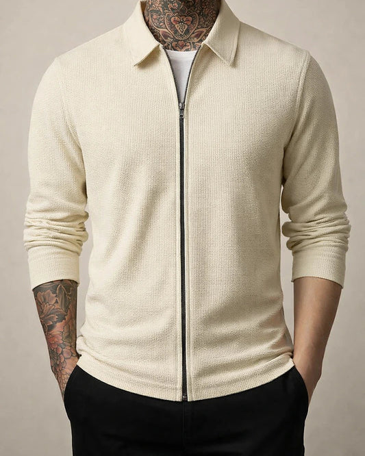 Autumn Solid Color Jacket Cardigan Men's New Zipper Jacket Casual Men's Long-sleeved Lapel Waffle Jacket | JRSEE:36100c71-becd-4a14-b5c4-3904bc06373e