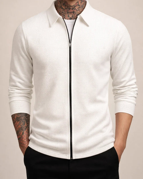 Autumn Solid Color Jacket Cardigan Men's New Zipper Jacket Casual Men's Long-sleeved Lapel Waffle Jacket | JRSEE:619d63db-ca77-467c-9cb0-18d3759a3f59