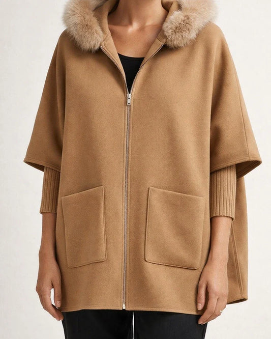 Autumn/Winter Fashion Oversized Pocket Zipper Solid Color Chunky Fur Collar Knit Hooded Jacket | JRSEE:8ebe3706-26c7-48c9-8844-50b24b8f7d72