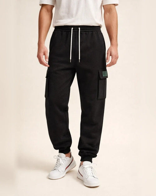 Autumn/Winter Fleece-Lined Men's Pants - Loose-Fit Casual Workwear Cuffed Trousers | JRSEE:e3312753-278f-485e-a537-0289a62c990e