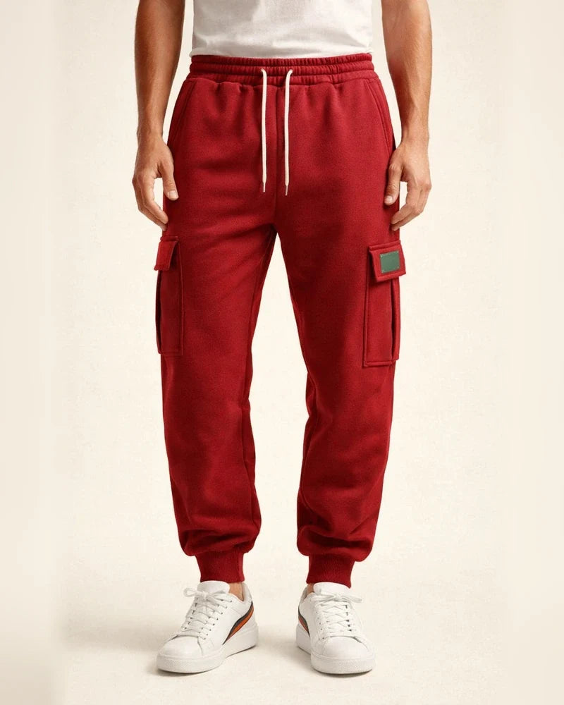 Autumn/Winter Fleece-Lined Men's Pants - Loose-Fit Casual Workwear Cuffed Trousers | JRSEE:4bf3592d-a35c-47fd-900c-e5540dec807f