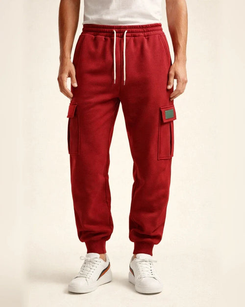 Autumn/Winter Fleece-Lined Men's Pants - Loose-Fit Casual Workwear Cuffed Trousers | JRSEE:4bf3592d-a35c-47fd-900c-e5540dec807f
