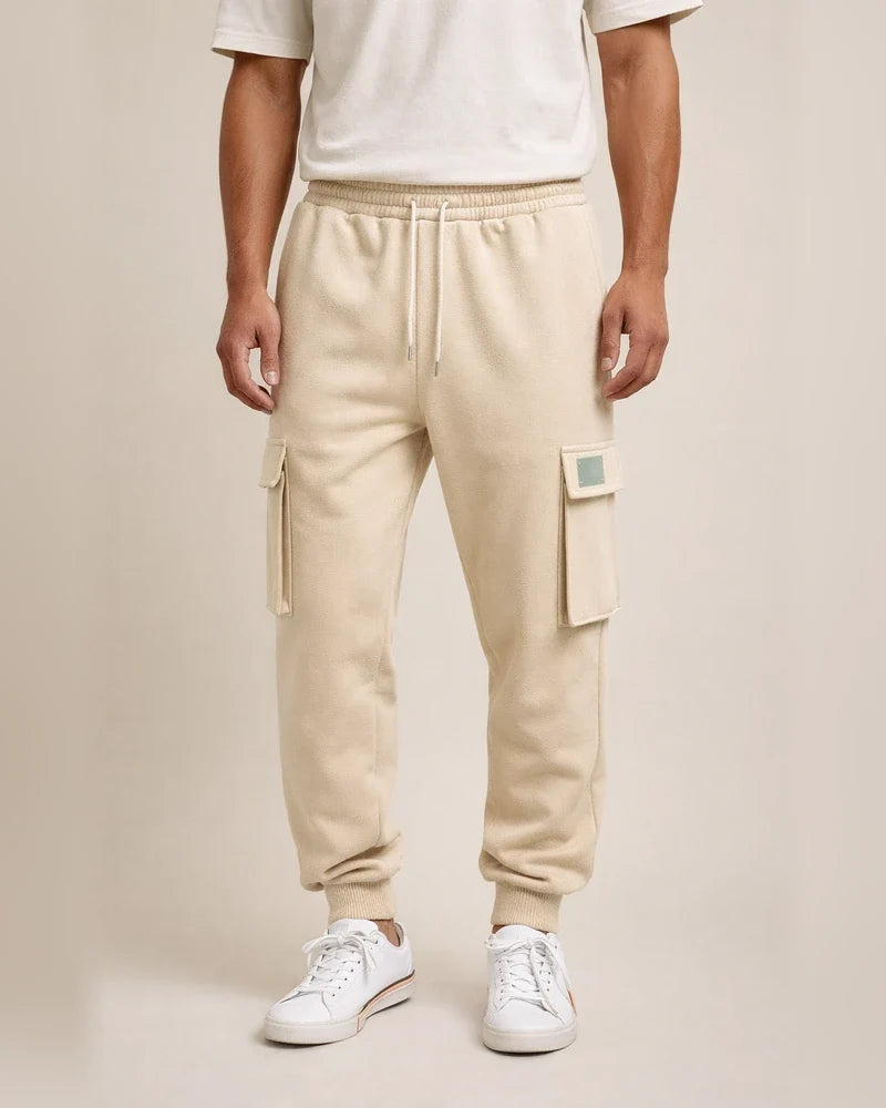 Autumn/Winter Fleece-Lined Men's Pants - Loose-Fit Casual Workwear Cuffed Trousers | JRSEE:fcd57766-11fe-4b5e-a2f4-f039505fdd56