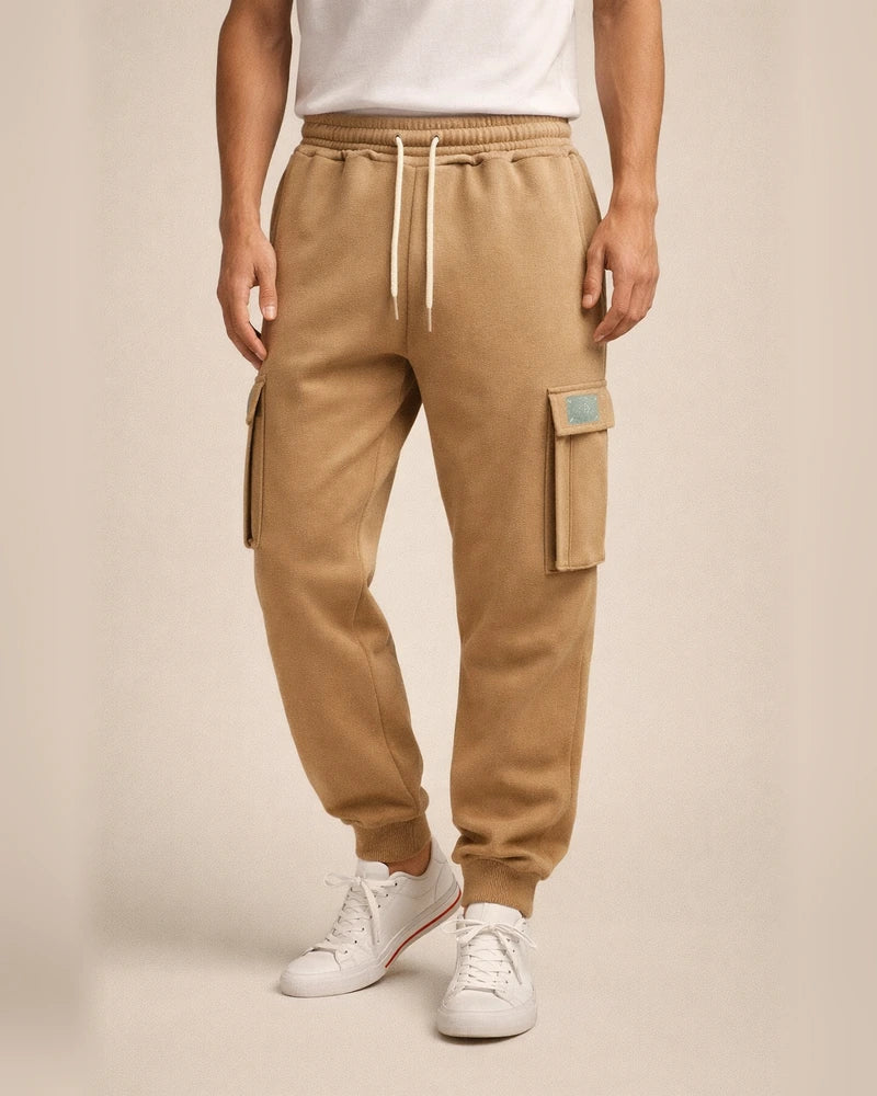 Autumn/Winter Fleece-Lined Men's Pants - Loose-Fit Casual Workwear Cuffed Trousers | JRSEE:50dbc086-20b0-4e24-8f76-0be5e4dd1cdc