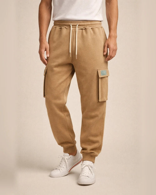 Autumn/Winter Fleece-Lined Men's Pants - Loose-Fit Casual Workwear Cuffed Trousers | JRSEE:50dbc086-20b0-4e24-8f76-0be5e4dd1cdc