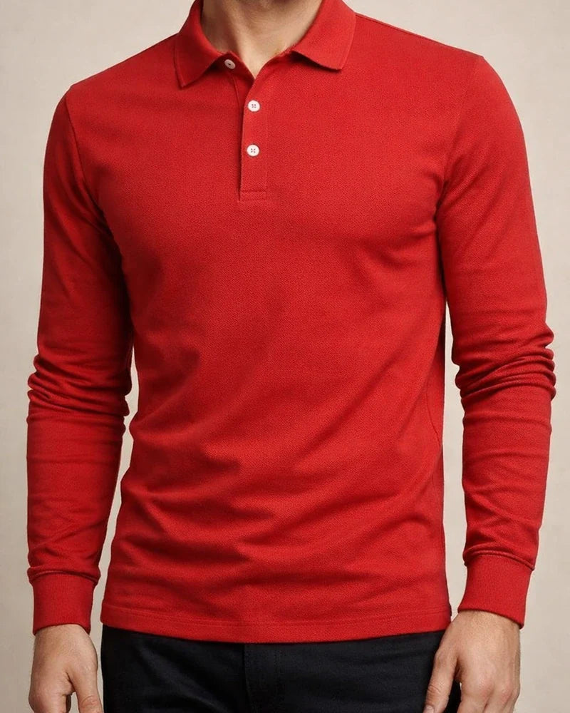 Autumn/Winter Men's Fashion Color Collar Slim-Fit Casual Long-Sleeve Polo Shirt | JRSEE:998e3efb-407b-490d-880f-d02c69a2a341