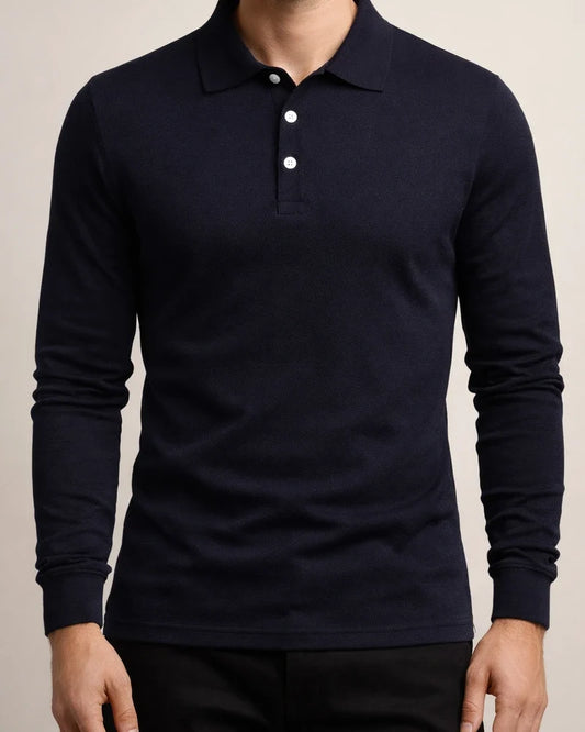 Autumn/Winter Men's Fashion Color Collar Slim-Fit Casual Long-Sleeve Polo Shirt | JRSEE:43db7e5a-4999-4033-ae5e-93a6f362b6a9