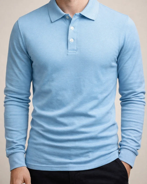 Autumn/Winter Men's Fashion Color Collar Slim-Fit Casual Long-Sleeve Polo Shirt | JRSEE:0e4125a8-c8c0-4253-bda7-e0c18249ad85