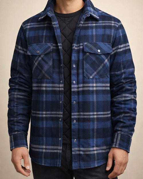 Autumn/Winter Men's Thickened Cotton Coat Plaid Oversized Jacket | JRSEE:fe4c20c6-8d5a-45b9-bdbc-217d0967ebdf