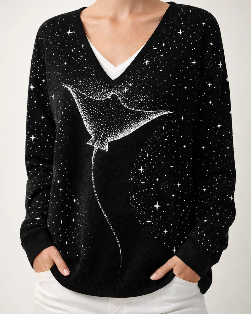 Autumn/Winter Ocean Manta Ray Long Sleeve Striped Sweater Sweatshirt | JRSEE:1187614c-728c-4782-9d1a-81b3fdb31f4d