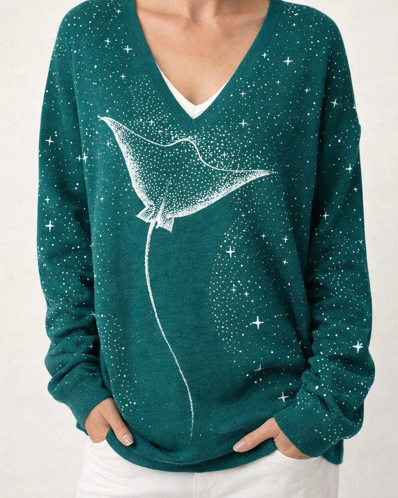 Autumn/Winter Ocean Manta Ray Long Sleeve Striped Sweater Sweatshirt | JRSEE:e09cfadb-752f-4043-b188-da2e523b8a3a