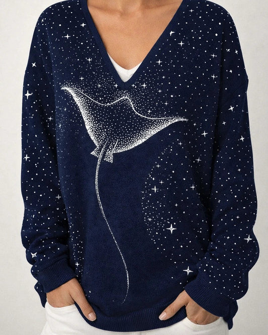 Autumn/Winter Ocean Manta Ray Long Sleeve Striped Sweater Sweatshirt | JRSEE:222020eb-d872-484c-b6e6-b735abfa1efa