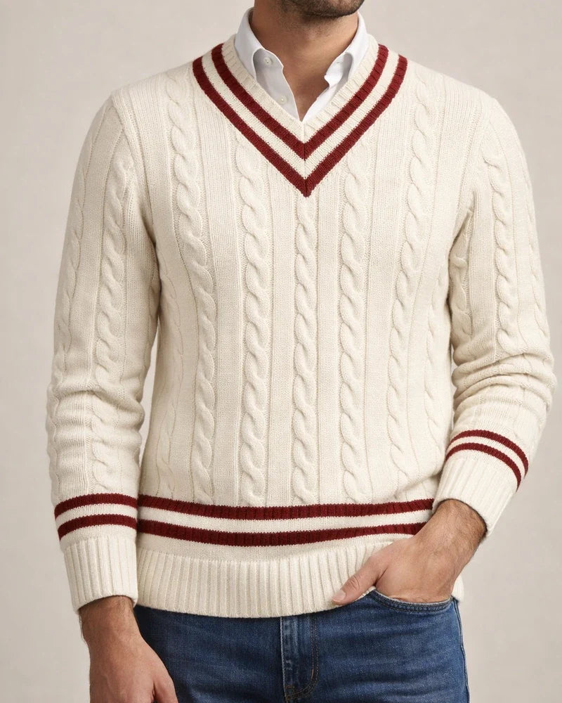 Autumn/Winter V-neck Sweater Men's Striped Color-block Knit Sweater | JRSEE:a85b17b5-b6eb-41a6-a286-9787d2ca39cd