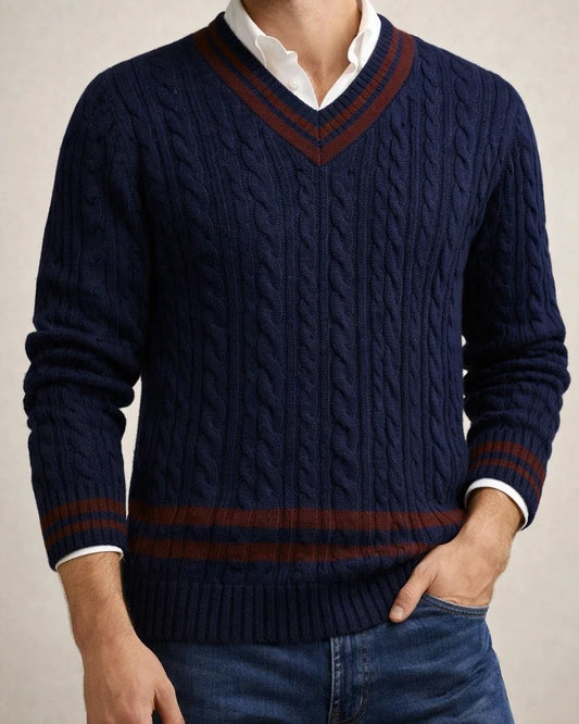 Autumn/Winter V-neck Sweater Men's Striped Color-block Knit Sweater | JRSEE:9a90f279-a3a6-4be7-ac7b-2b86e57f425c