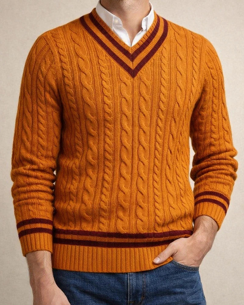 Autumn/Winter V-neck Sweater Men's Striped Color-block Knit Sweater | JRSEE:1fe9366c-e129-47e3-a9b5-32c960a8216a