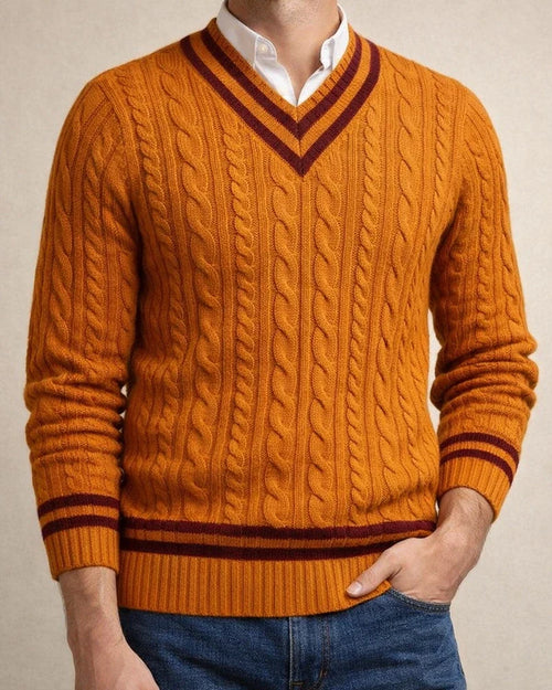 Autumn/Winter V-neck Sweater Men's Striped Color-block Knit Sweater | JRSEE:1fe9366c-e129-47e3-a9b5-32c960a8216a