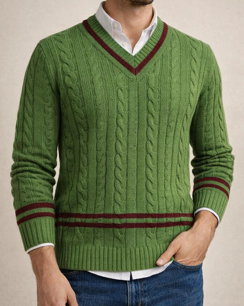 Autumn/Winter V-neck Sweater Men's Striped Color-block Knit Sweater | JRSEE:3f27f8a3-3fa8-4bf9-9671-129d8d99cc4d