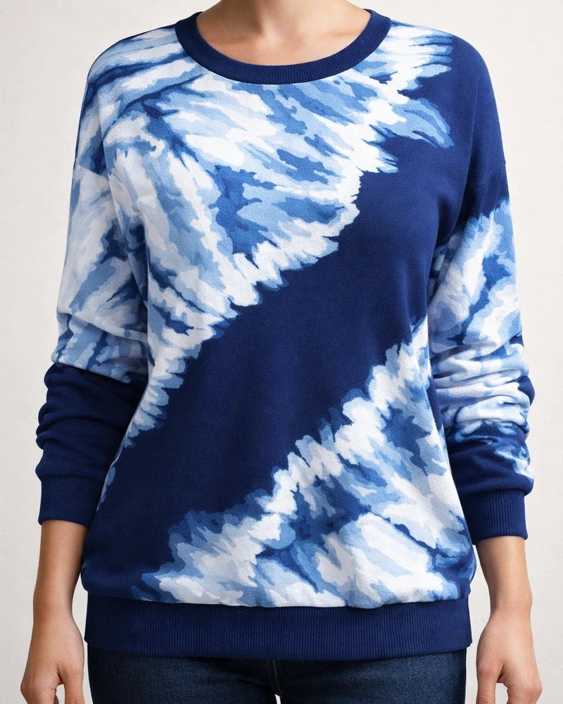 Autumn Women's Tie-Dye Print Top New Crew Neck Long Sleeve Relaxed Sweatshirt | JRSEE:e2f84d3f-7c49-4b89-9114-6d4335ca8831