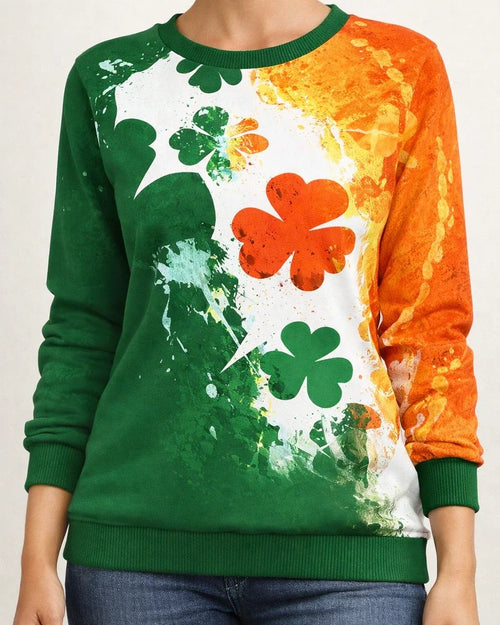 Autumn Women's Tie-Dye Print Top New Crew Neck Long Sleeve Relaxed Sweatshirt | JRSEE:e6336371-e96d-4e82-bee2-85c520a2e224