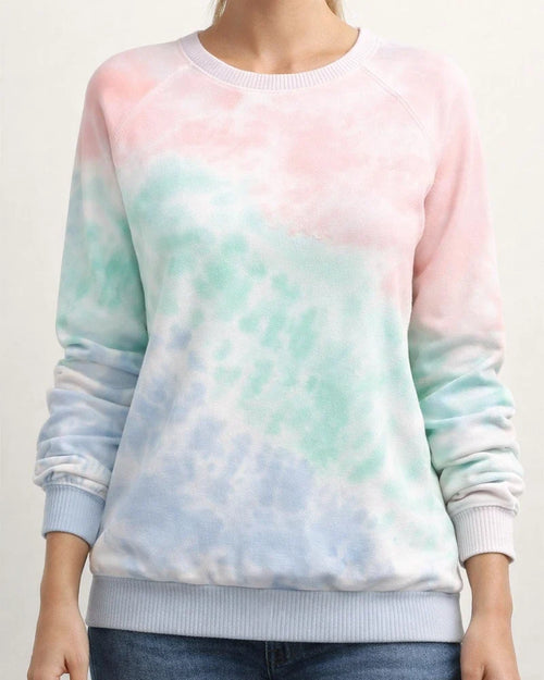 Autumn Women's Tie-Dye Print Top New Crew Neck Long Sleeve Relaxed Sweatshirt | JRSEE:ca1d43c8-2180-4fe4-bbcf-0ae5dc138785