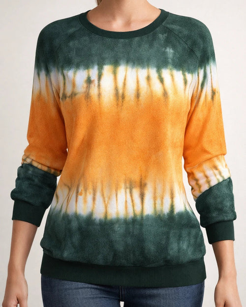 Autumn Women's Tie-Dye Print Top New Crew Neck Long Sleeve Relaxed Sweatshirt | JRSEE:2237002a-d845-4f0d-9251-9c749aff8e41