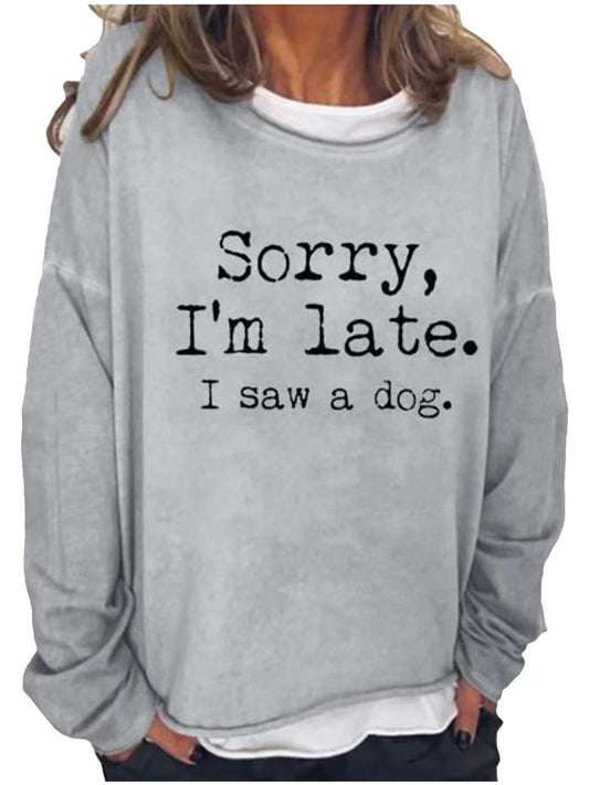 Women's Loose New  Round Neck Letter Tops Sweatshirt Jacket Round Neck  Black Blue Red S M L XL XXL