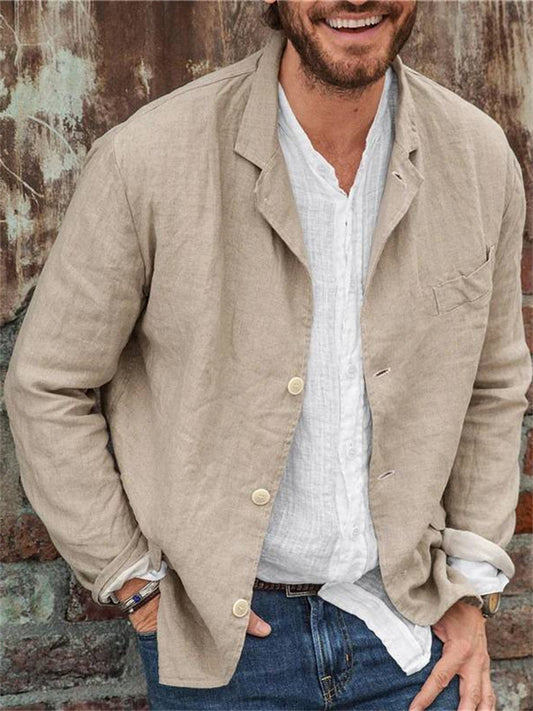 Mens Shirts Button Down Shirts Casual Shirts Summer Shirts Cotton Linen Long Sleeve Flat Collar Daily Vacation Cardigan