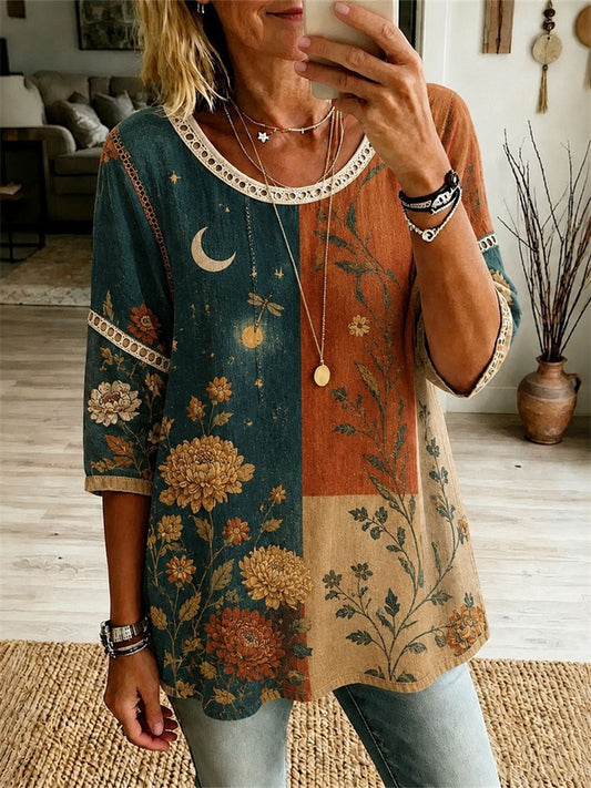 New Summer Women’s Openwork Henley Top Bohemian Openwork Top