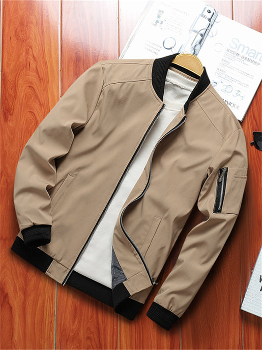New Solid Color Spring and Autumn Men's Thin Section Jacket Casual Jacket Men's Baseball Clothing Men's Clothing
