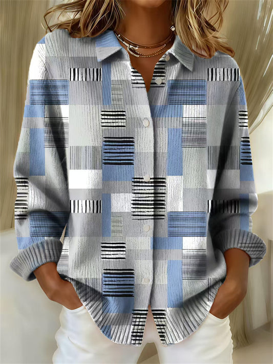 New Arrival Cross-Border Women's Shirt Collared Cardigan Top Knit 3D Print Christmas Fall/Winter