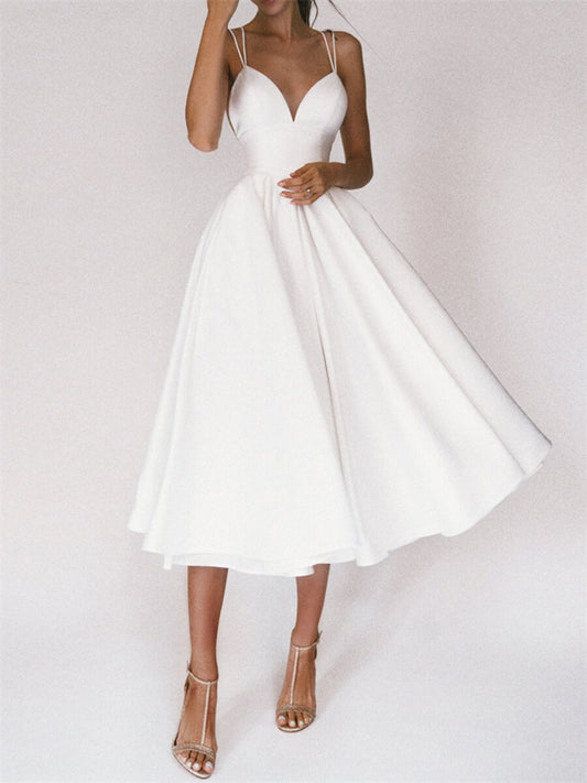 Spring and Summer New Elegant Wind Women's Multi-color Halter Sexy Collarless Midriff Princess Dress Big Swing Dress