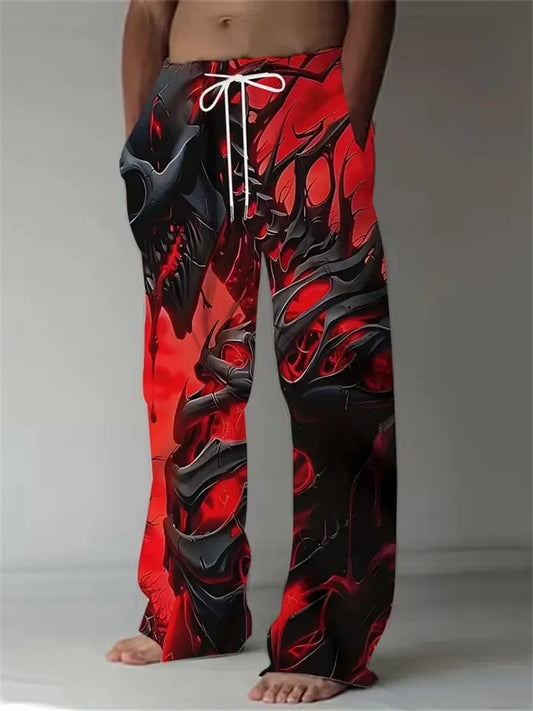 Men's Summer Fashion Casual 3D-Printed Loose-Fit Wide-Leg Pants S-5XL
