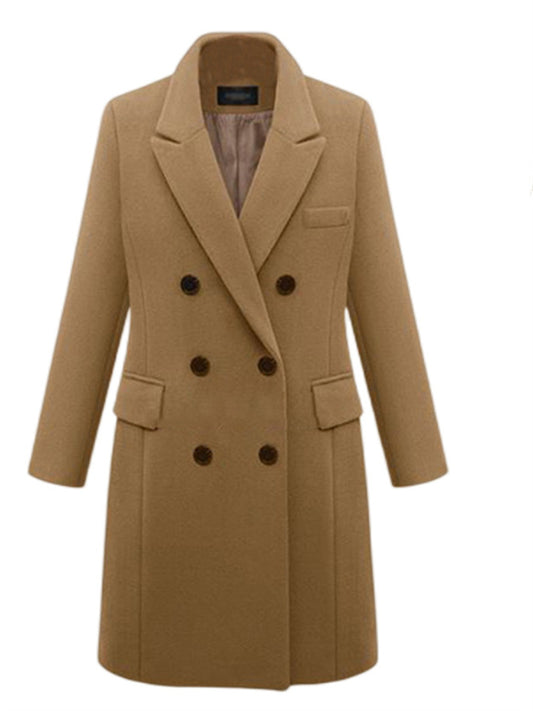 Autumn and Winter Women's Long Large Size Jacket Double-breasted Tweed Tweed Jacket