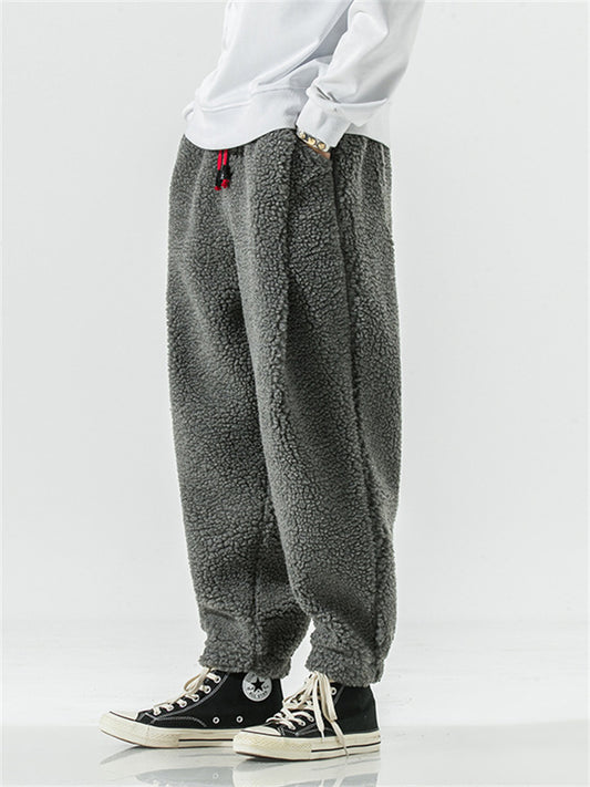 Winter Thickened Men's Casual Shearling Warm Pants Men's Cotton Pants Plus Size Harem Pants